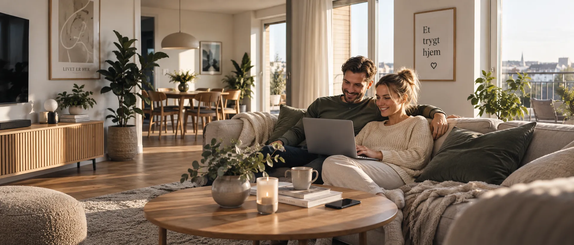 Indboforsikring — familie i stuen